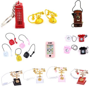 12 шт., миниатюрный ретро-телефон для кукольного домика