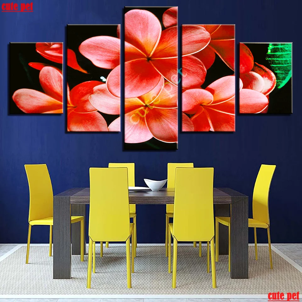 

cute pet DIY diamond painting Red flowers Diamond Embroidery gift Square Diamond Round Diamond5d full diamond Mosaic puzzle 5PCS