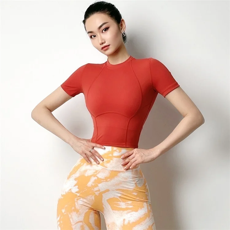 

WOMENGAGA Girl Fitness Women's Short Slim Sexy Sports T Shirt Navel Quick Dry Running Tees Tops Korean Sexy Hot Top 892V