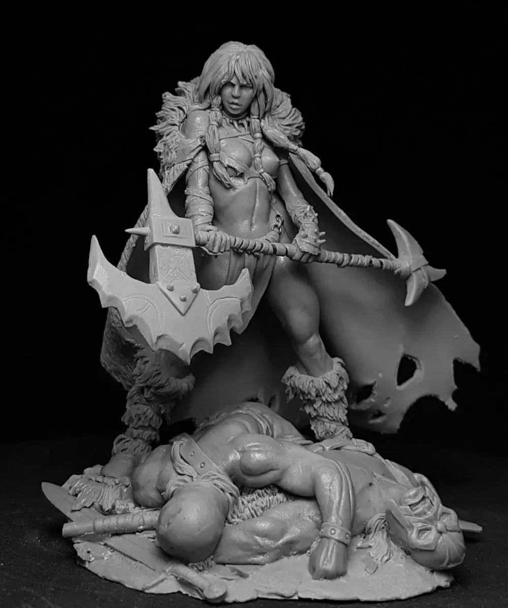 

Фигурка из смолы 1/24, модель женщины-воина (с основанием), неразборная, Неокрашенная, набор для сборки