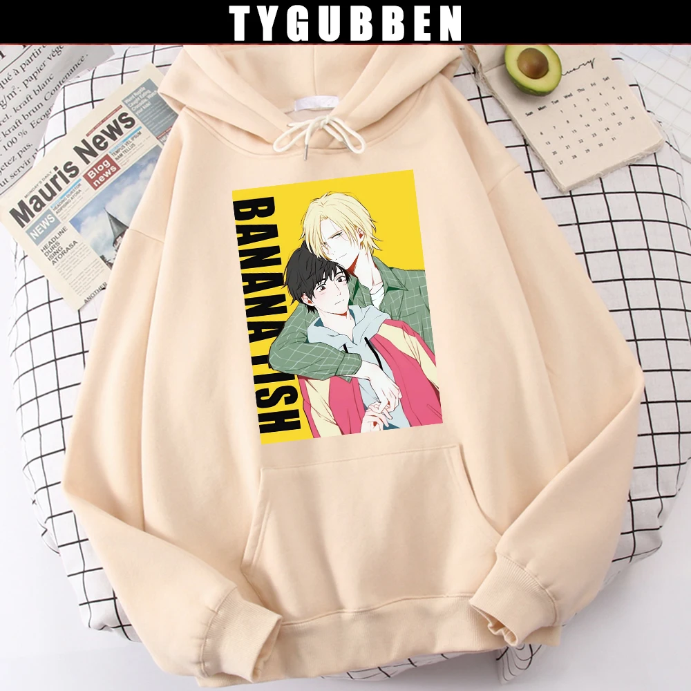 

Толстовка Женская/мужская оверсайз с японским аниме принтом бананов и рыбок, Осень-зима 2021, толстовки в стиле Харадзюку, женские толстовки ...