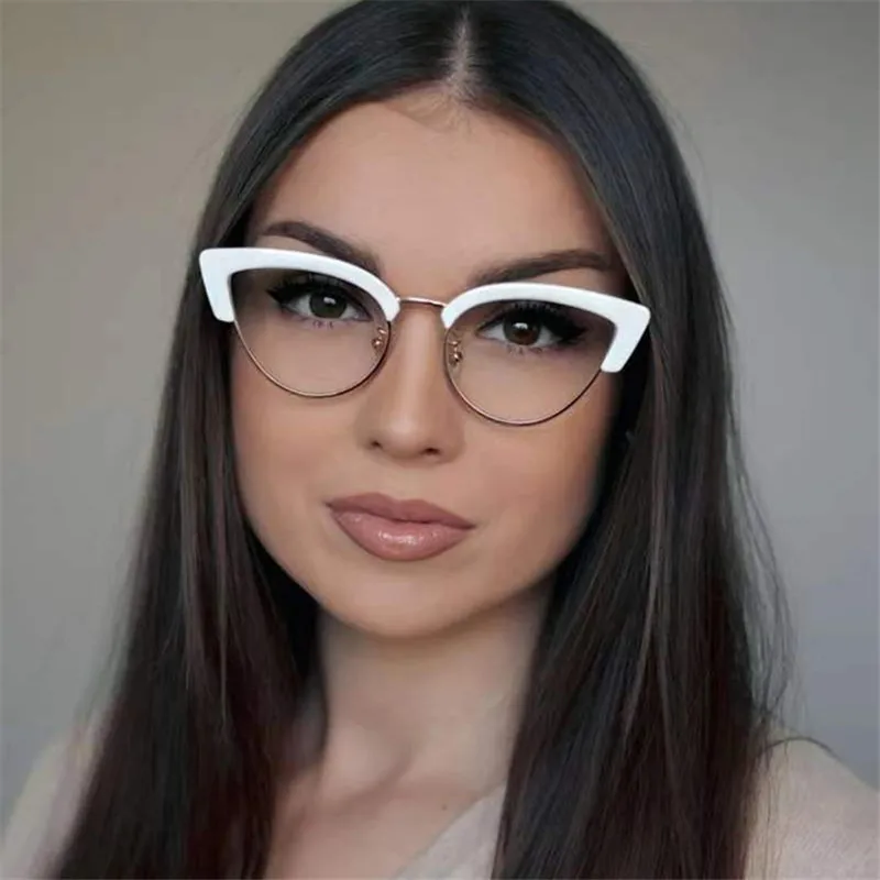 

2022 Cat Eye Anti Blue Light Glasses Fashion Shades Women Eyewear Alloy Legs Eyeglasses Female Gafas Oculos