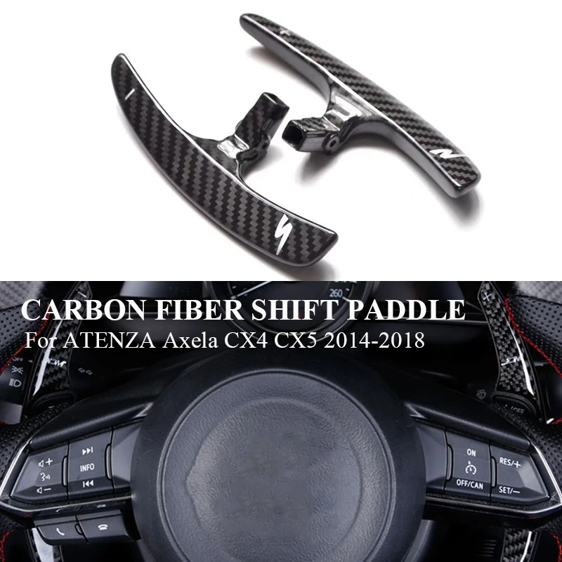 

Carbon Fiber Steering Wheel Shift Paddle Extension for Mazda ATENZA Axela CX4 CX5 2014-2018 Car Styling