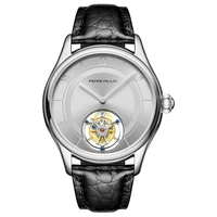 merkur mens tourbillon watches luxury men watch mechanical wristwatch sapphire mirror leather strap