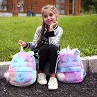 Модный детский рюкзак с мультипликационным рогом и лошадью, Осень-зима, мягкий плюшевый маленький рюкзак, повседневные дорожные школьные сумки на молнии