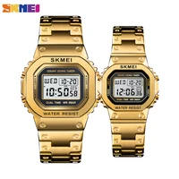skmei luxury digital lover watches fashion stainless stee waterproof clock sports electronoic couple wristwatch for men women