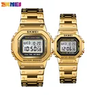 SKMEI Роскошные цифровые часы для влюбленных модные водонепроницаемые часы из нержавеющей стали спортивные электронные наручные часы для мужчин и женщин