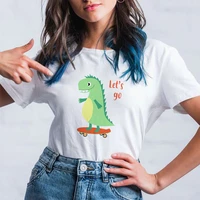 cartoon dinosau new t shirt women lets go letter arrivals clothing leisucre gorgeous skateboarding loose aesthetic tshirt