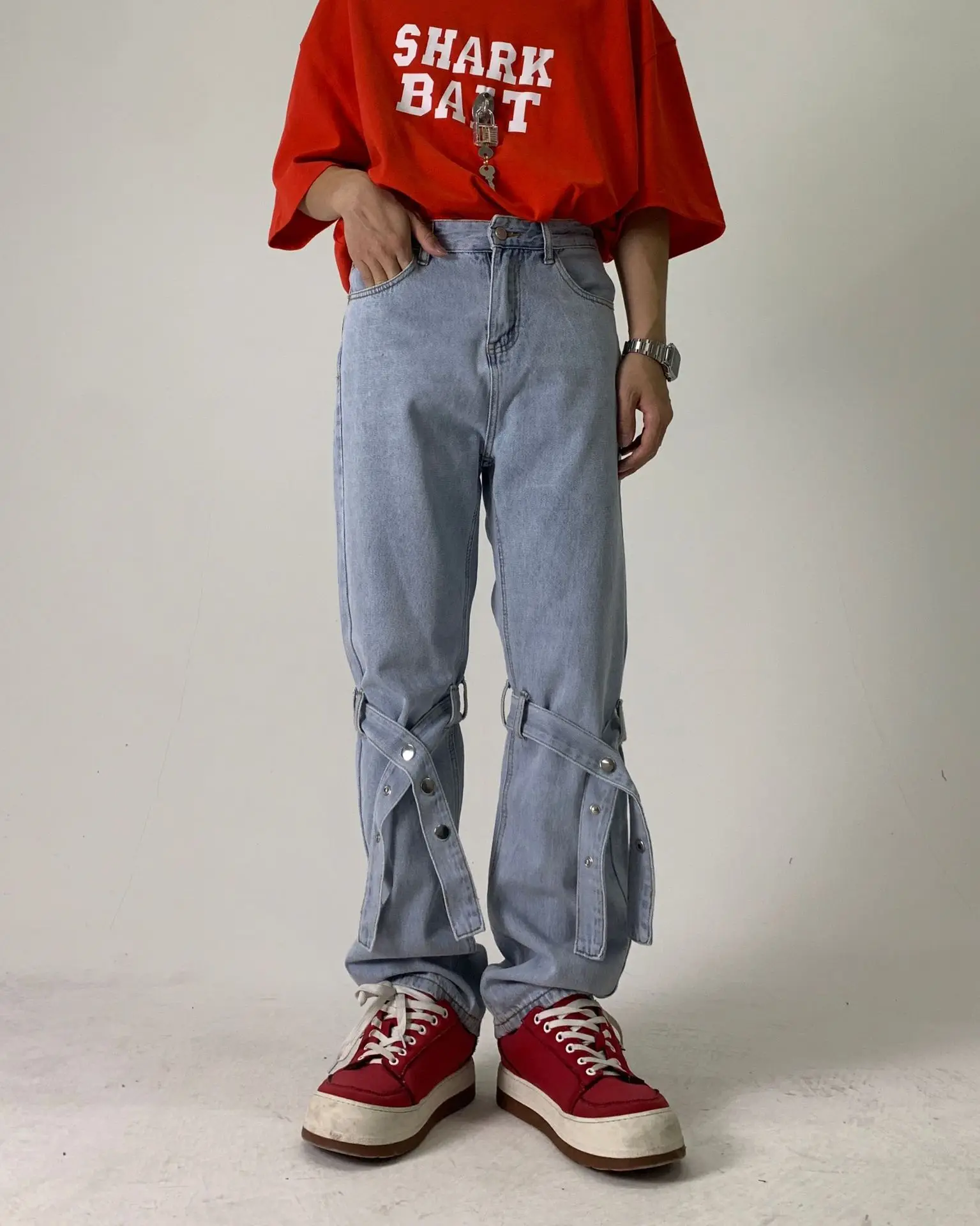 

Джинсы EukaaRu мужские с широкими штанинами, свободные прямые брюки в стиле хип-хоп, модная уличная одежда, новый дизайн