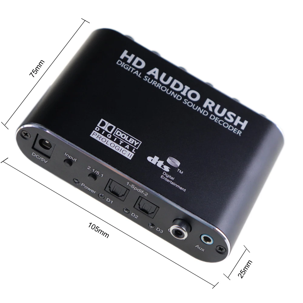 Цифровой декодер объемного звука HD Audio Rush оптический коаксиальный