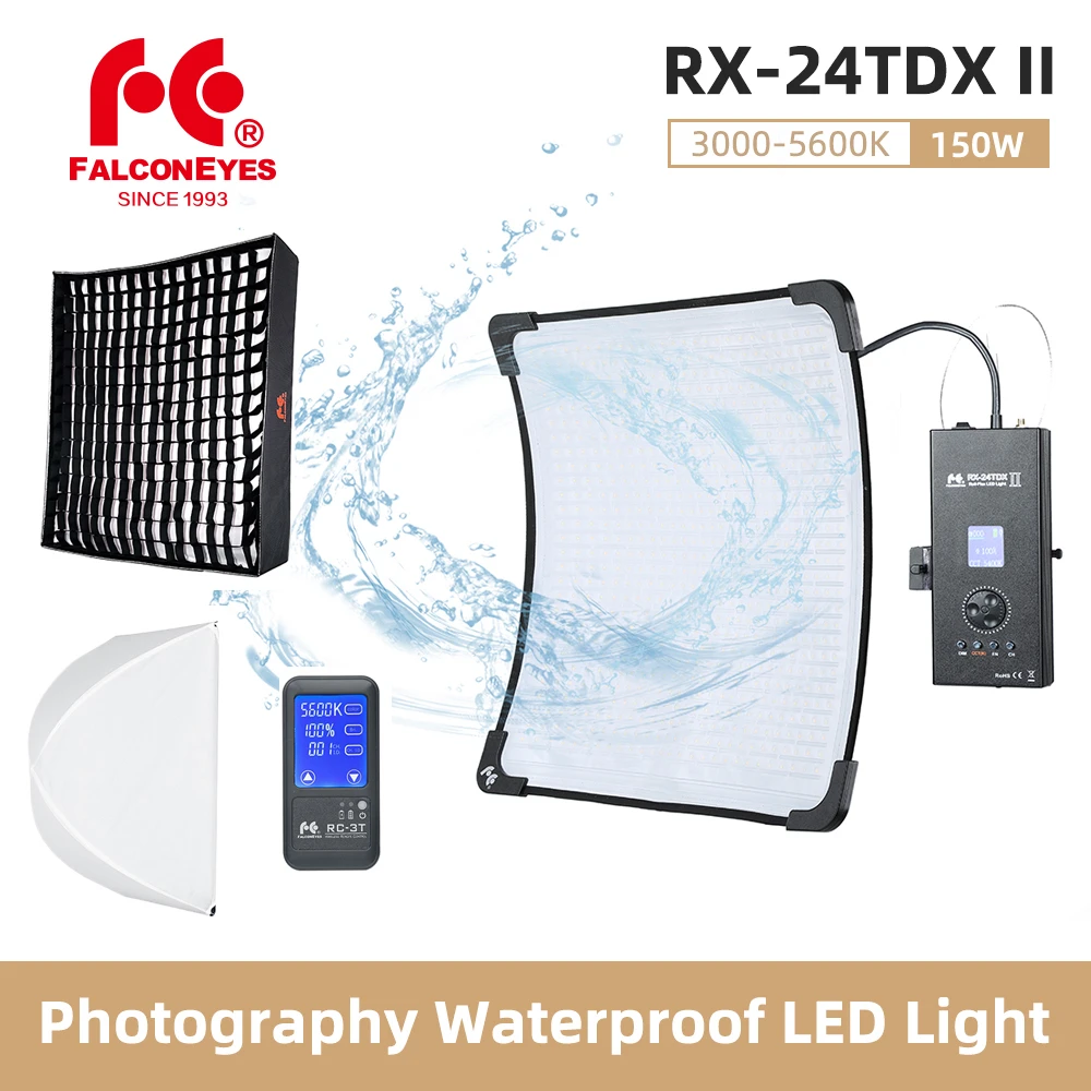 

Falcon Eyes RX-24TDX II 150W Photography Waterproof LED Flex Light Panel Bi-color 3000K-5600K for Video Camera Lighting Studio