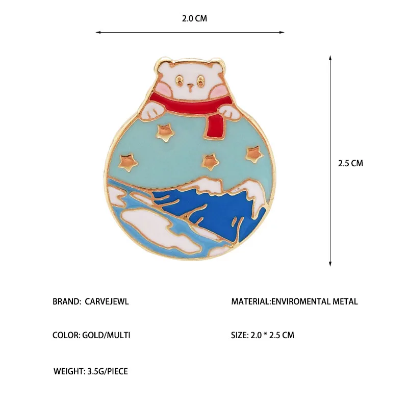 Carvejewl Korea design new Animal Cat Bear Snow Mountain Cactus Cartoon Astronaut Planet enamel Brooch wholesale Fashion Jewelry | Украшения