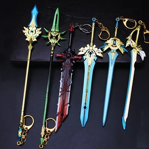 genshin impact keychain 17 30cm simulation weapon alloy cosplay sword model performance props toys for children birthday gift free global shipping