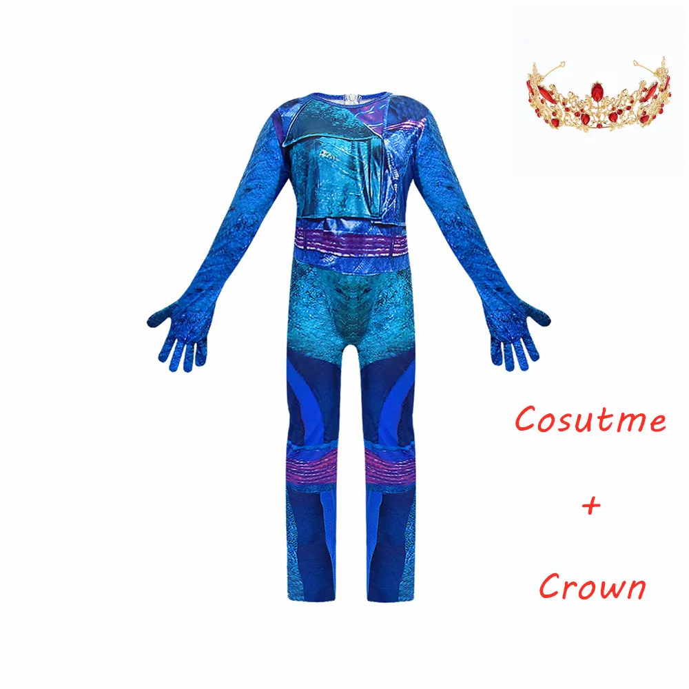 B and crown Костюмы для девочек на Хеллоуин, 3 evie, детские костюмы для детей, костюм для девочек, вечерние комбинезоны для косплея, хвост русалки - Цвет: B and crown