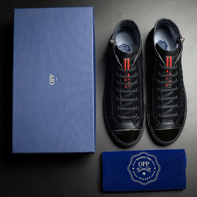 Мужские мотоциклетные ботильоны OPP черная повседневная обувь из натуральной