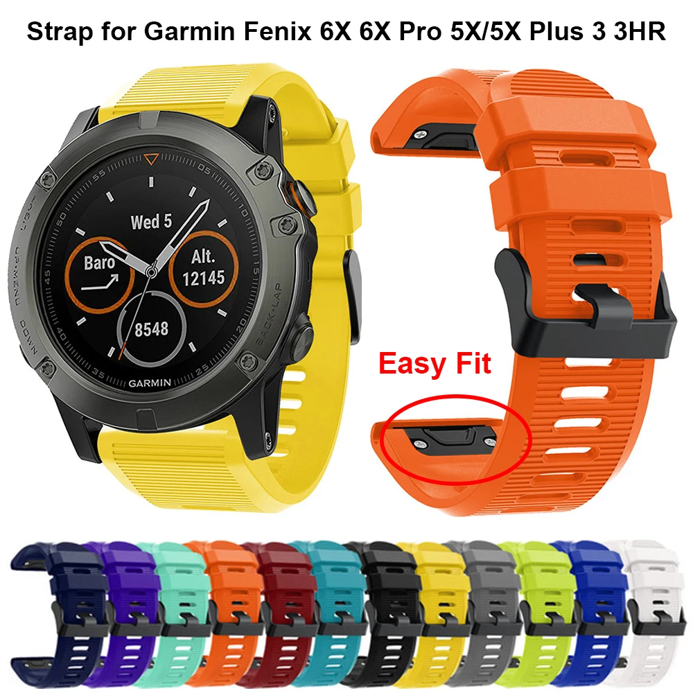 26 мм ремешок для часов Garmin Fenix 6X Pro 5X 3 HR часы быстросъемный силиконовый
