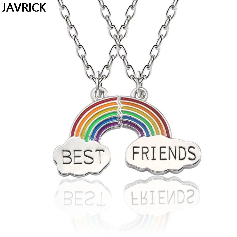 2 шт красочные Радужные облака кулон головоломка ожерелье лучший друг BFF