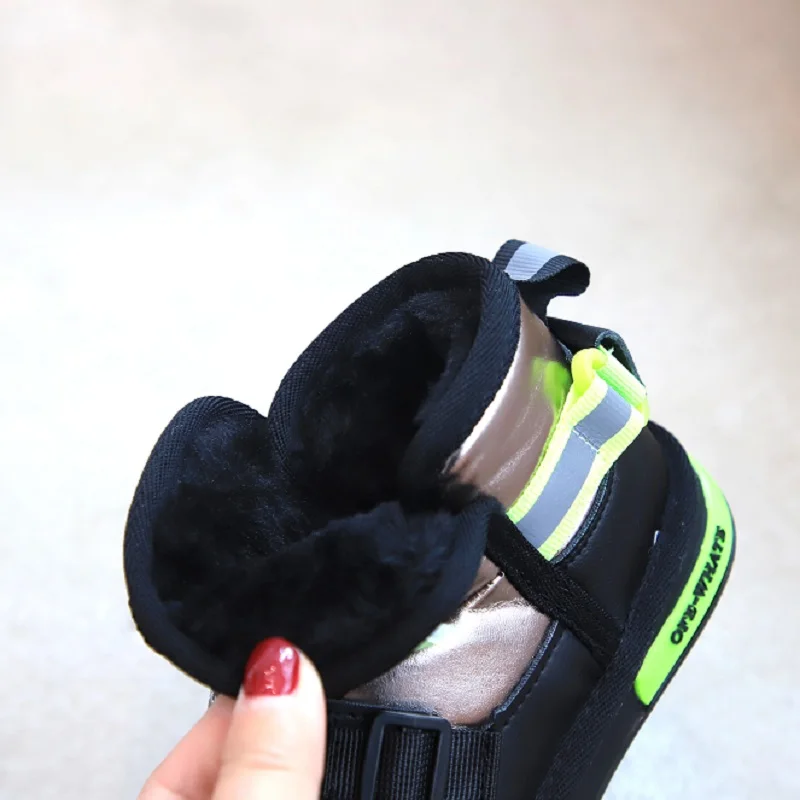 Детские зимние ботинки Новинка 2019 года модные осенне водонепроницаемые теплые