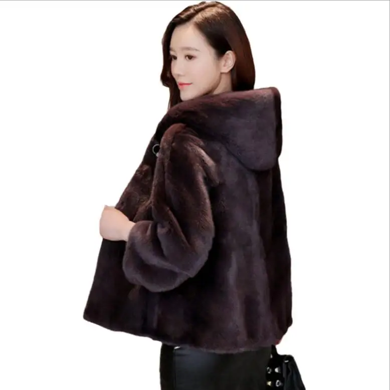 Женские короткие куртки из искусственного меха S/9Xl зимние и осенние теплые