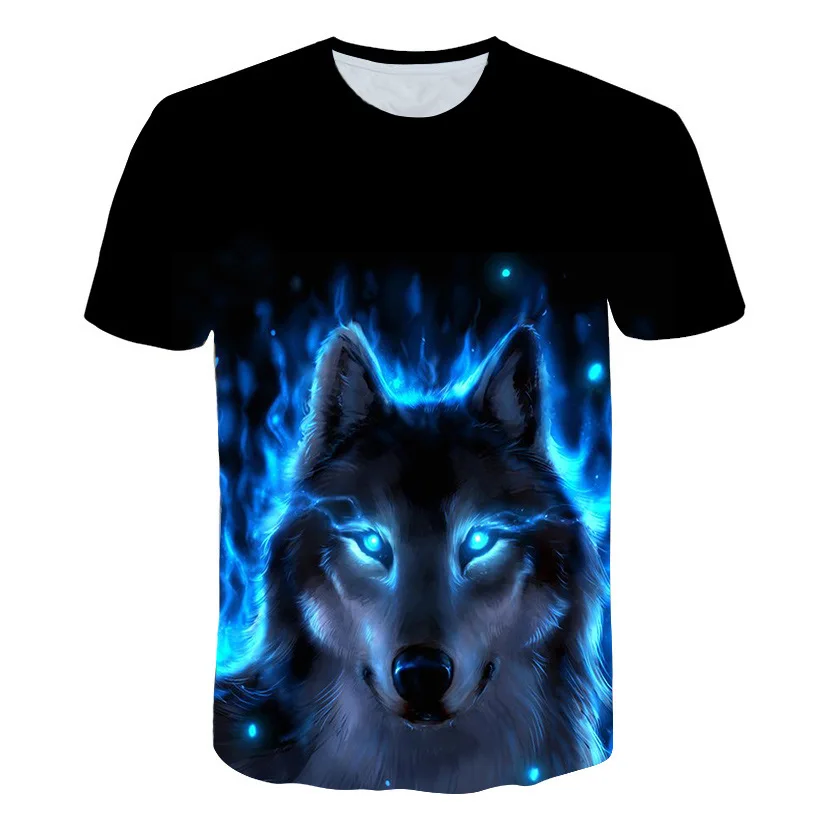 

Boys and Girls Cool boys Polyester Style Clothes Baby T shirt Children Wolf Print Short Sleeve O Neck Summer Tops 2020