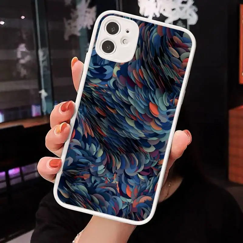 

Colorful painting quicksand illusion Phone Cases Matte Transparent for iPhone 7 8 11 12 s mini pro X XS XR MAX Plus cover funda