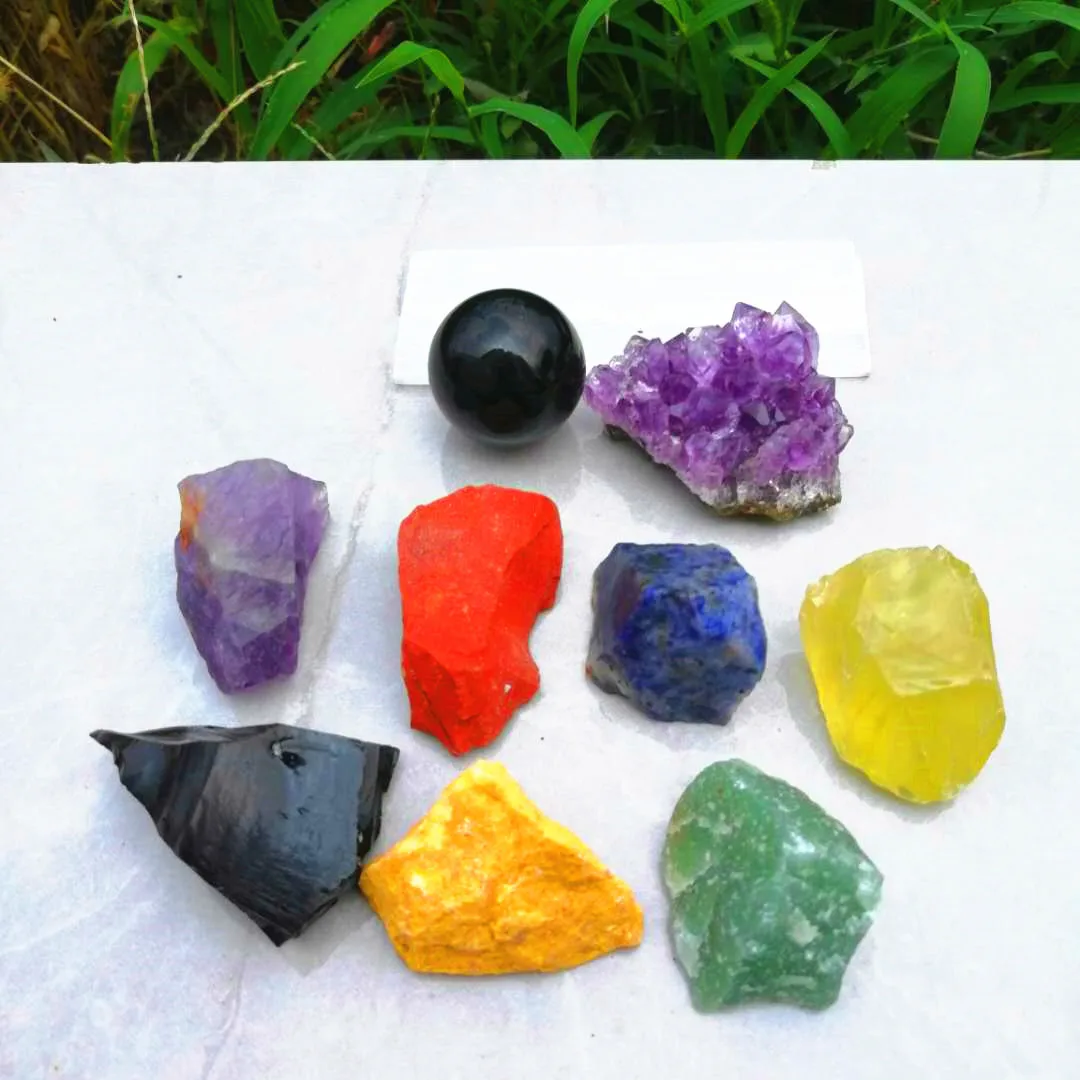 Натуральный хрустальный камень семейная Подарочная коробка набор из грубого