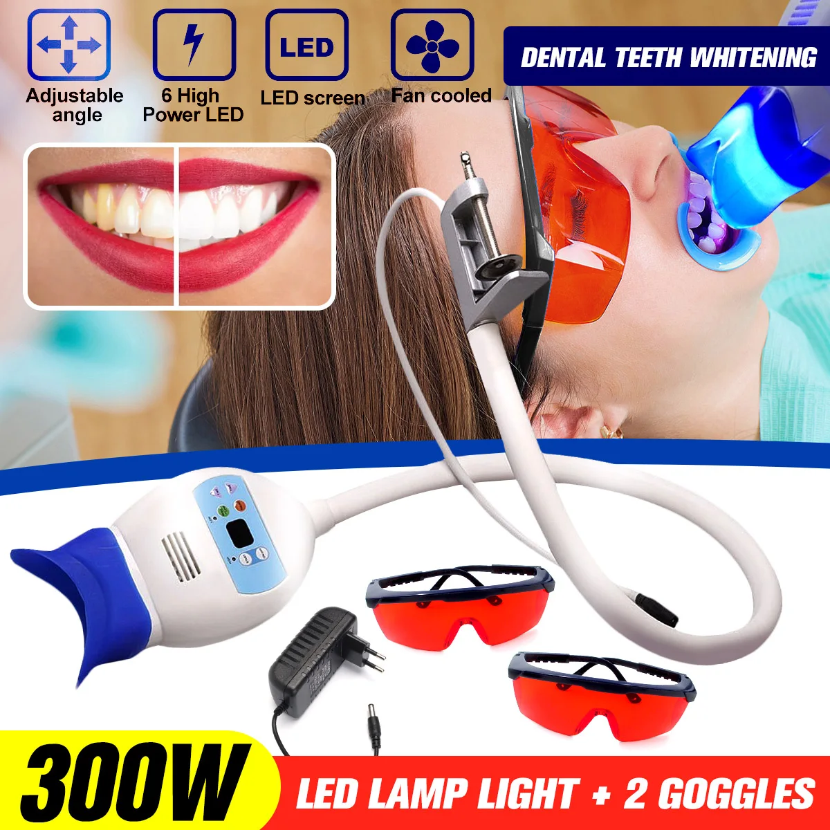 

Good Quality New Dental LED Lamp Bleaching Accelerator System Use Chair Dental Teeth Whitening Professional Machine + 2 Goggles