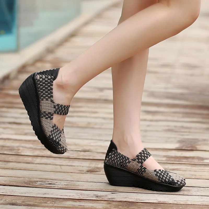 Женская Повседневная обувь 2018 летняя дышащая женская тканая ручной работы