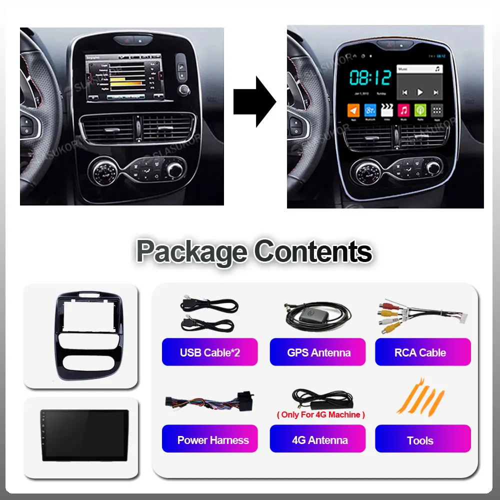 Автомобильный мультимедийный видеопроигрыватель 2DIN 6 ГБ + 128 Гб Android для Renault Clio 4 ZOE