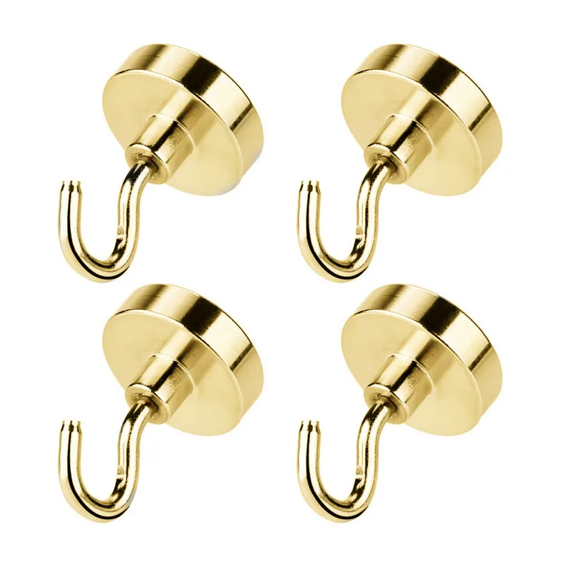 Strong Magnetic Hook Golden Hook Hold Up To 13kg 6Pounds Diameter 20mm Neodymium Magnets Hook Home Kitchen Workplace etc