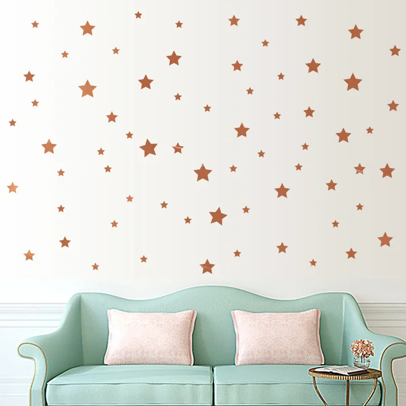 

Copper Color Stars Wall Stickers for Kids Room Baby Nursery Room Decoration DIY Art Stickers Wall Decals Home Decoration Bedroom