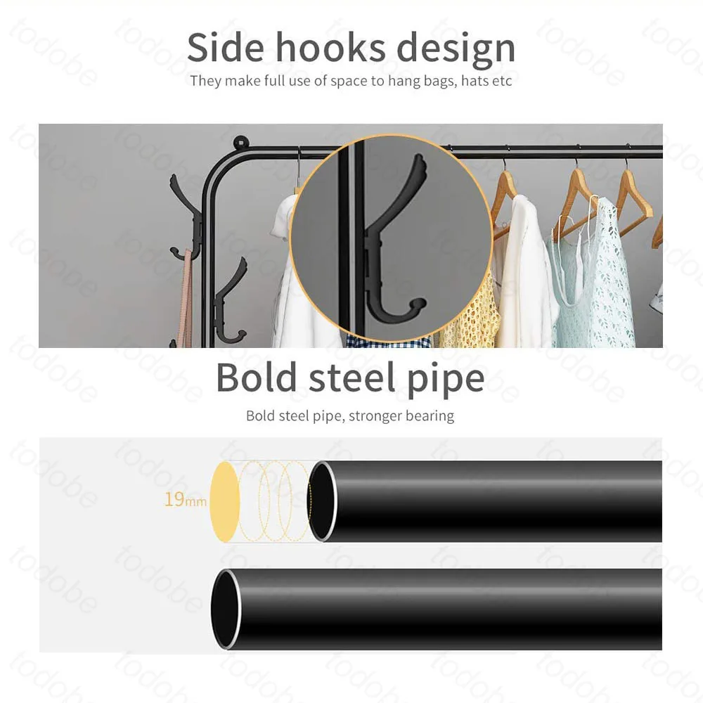 

Simple coat rack drying rack floor drying rack clothes storage household telescopic mobile cloth rack
