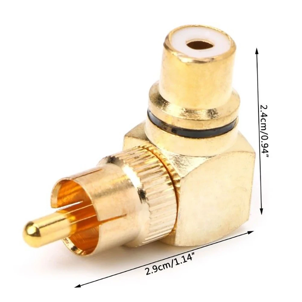 

2Pcs RCA Right Angle Male to Female Gold Plated Connector 90 Degree Adapter