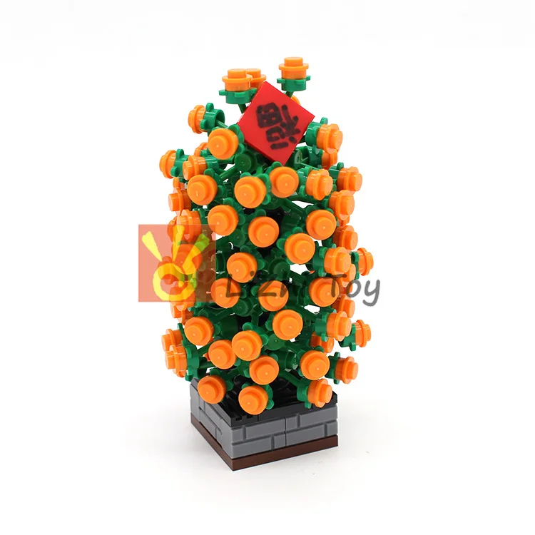 Конструктор Moc сделай сам для сада оранжевого дерева двора|Блочные конструкторы|