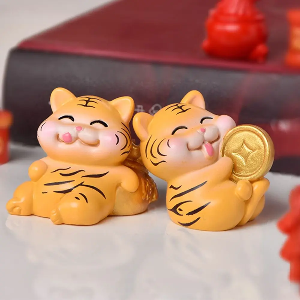 

2022 New Year Lucky Bag Tiger Miniature Figurine Micro Landscaping Garden Ornament Desktop Statues DIY New Year Home Decorate