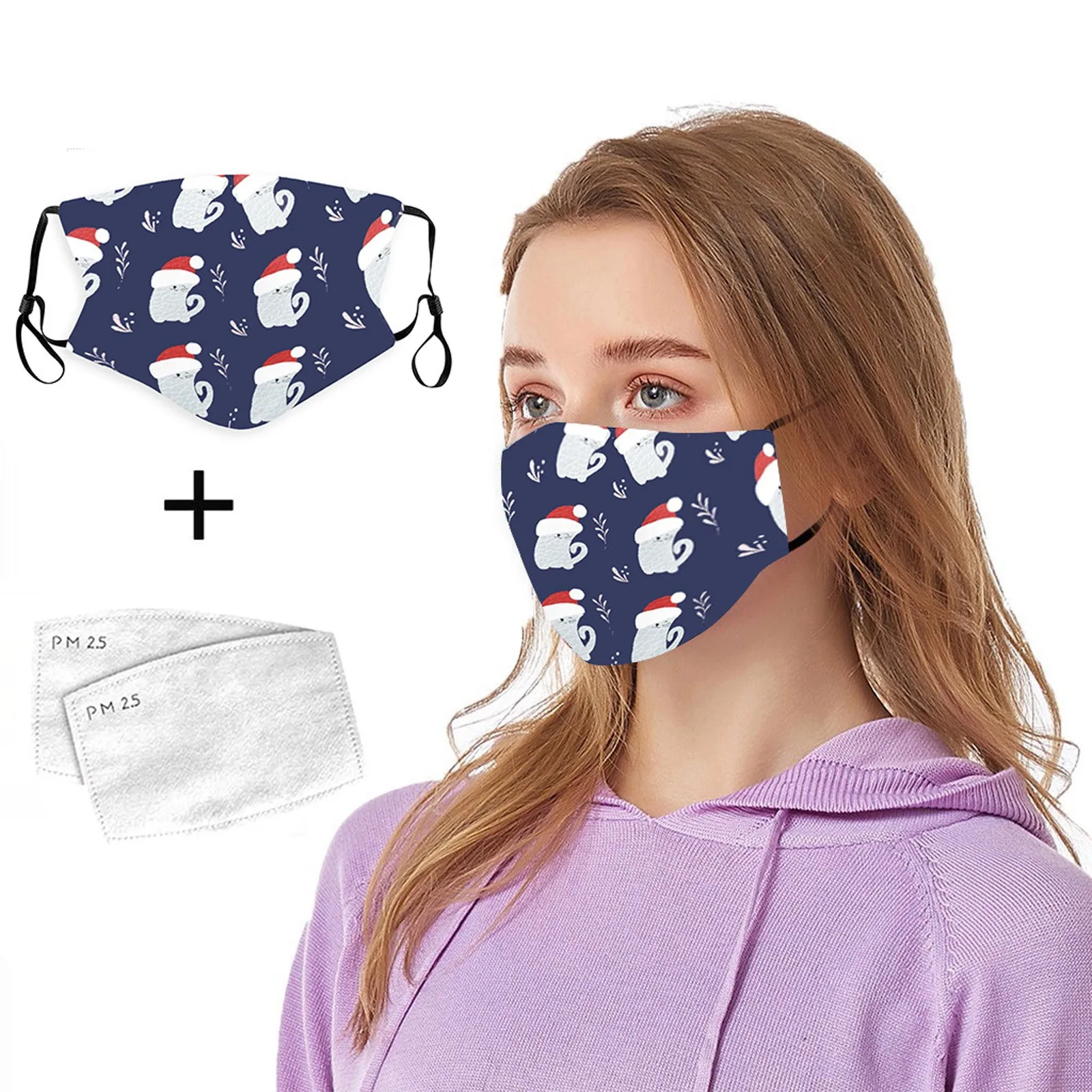 

5pcs Christmas Mouth Masks + 10PCS Filters Cartoon Printed Face Masks Mascarillas Face Shield Masque Facial Masks Drop Ship 2020
