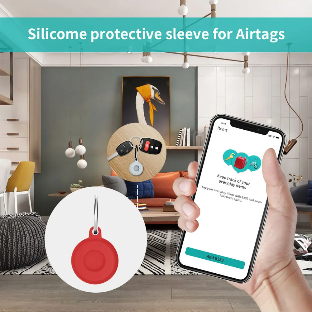 

Soft Silicone Protective Cover For AirTag Case Protector Bumper Case Compatible for Apple AirTags Case Tracker Buckle Keychain