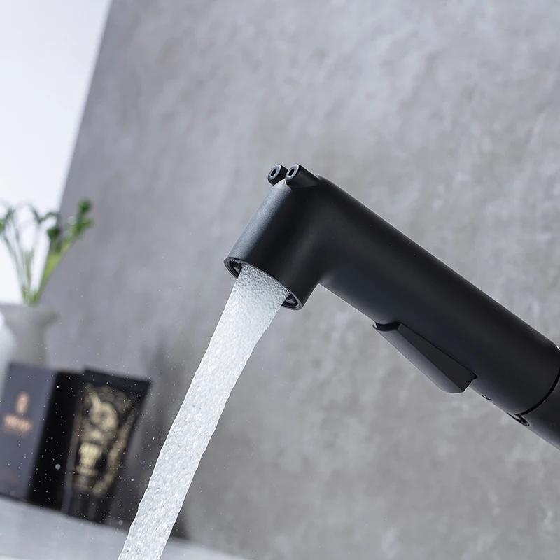 Free shipping brass basin faucet multi-functional stretch black cold and hot water washing sitting pull out | Обустройство дома