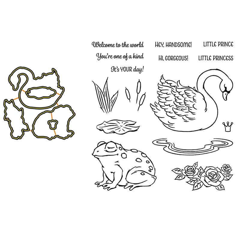 

Clear Stamps And Cutting Dies Prince Princess Host Cute Imagery Swan Frog Cattail For DIY Scrapbook Photo Album Craft Card 2021
