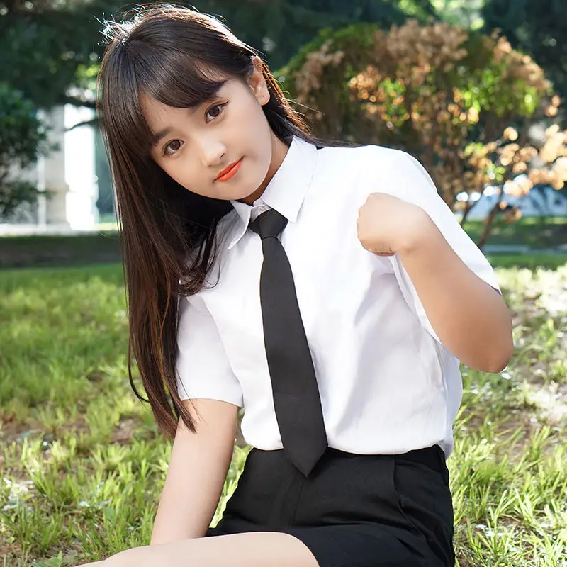 Женские летние блузки JK рубашка с коротким рукавом однотонные белые топы