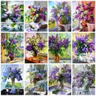 Алмазная картина Huacan сделай сам, домашний декор в виде сиреневого цветка, мозаика для вышивки стразами, ваза с цветочным рисунком