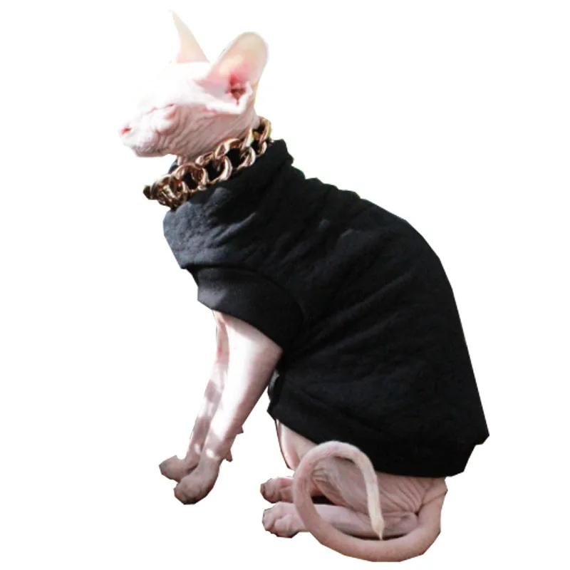 

Custom pet spring and autumn winter cotton padded jacket black clip Sphinx thickened casual pet fashion hairless cat clothes