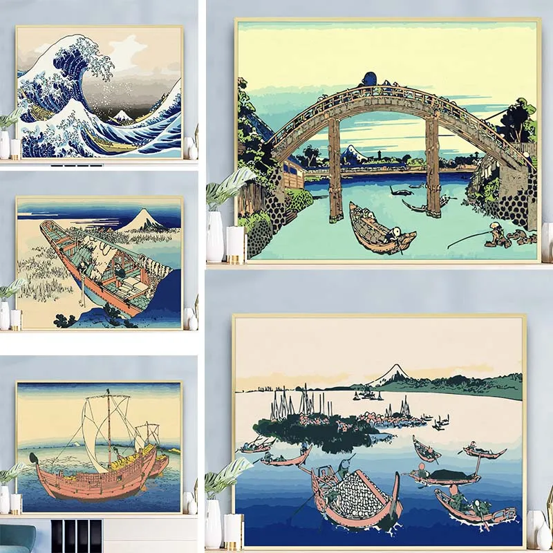 

Картина для рисования по номерам на холсте в японском стиле, 60x75 см