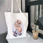 Мультяшная Холщовая Сумка-тоут через плечо с аниме для девушек, вместительные сумки для покупок, женская сумка, складная многоразовая пляжная сумка-шоппер