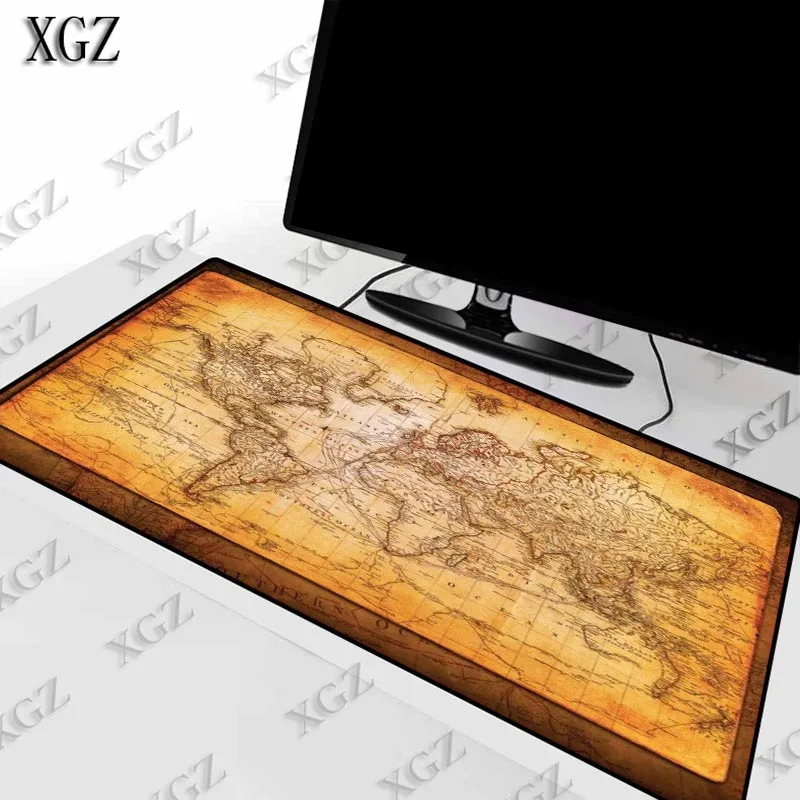 Коврик для мыши XGZ с желтой картой мира большой коврик компьютера ноутбука