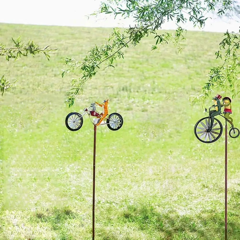 

Vintage Bicycle Tiger on Bike DIY Windmill Animal Bicycle Wind Spinner Whirligig Garden Lawn Decoration Gadgets Kids Outdoor Toy