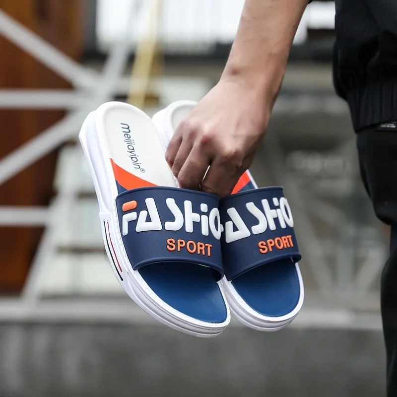 

WEH Slippers Men Summer Outdoor Cool Slides Male Couple Rubber Slipper Men Size 47 49 Fashion Non-slip Floor Sandals Men Beach