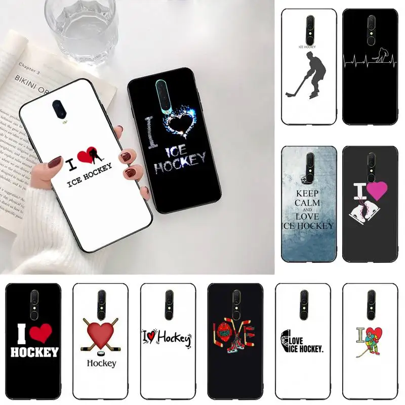 YJZFDYRM I love Хоккей с шайбой Новое поступление черный мобильный телефон модель Oppo A5 A9