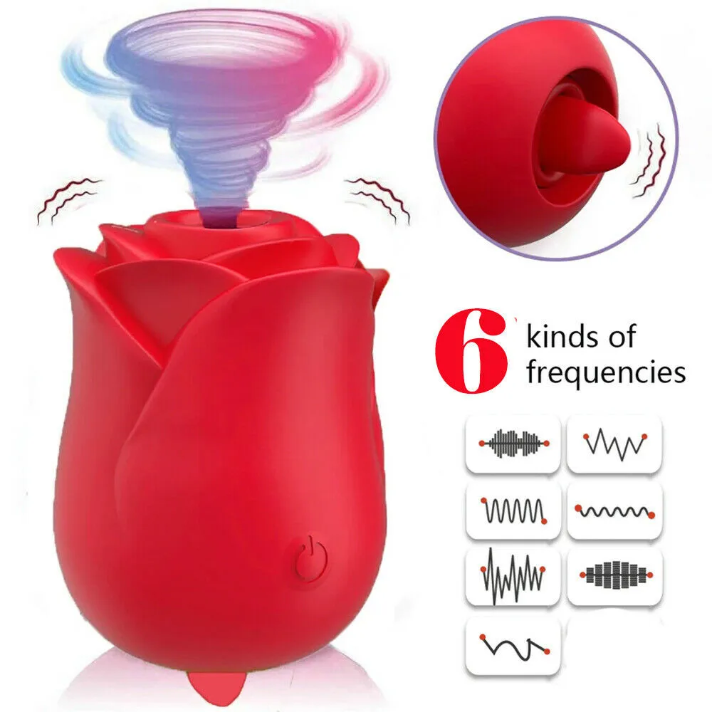 Rechargeable Silicone Rose Clitoral Suction Vibrator sex toys for woman Sucking Pump Women Sucker tongue Lick Clit Stimulator | Красота и