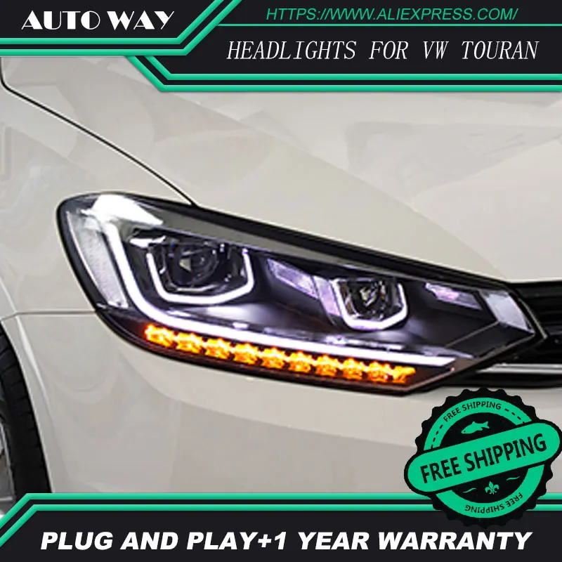 Автомобильный Стайлинг чехол для передней фары VW Touran 2016 2017 светодиодный ная фара